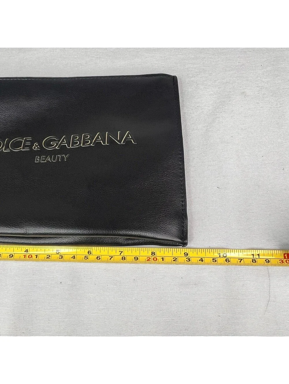 Dolce & Gabbana Black Pouch - Raised Lettering - Cosmetic Makeup Gold Logo Bag